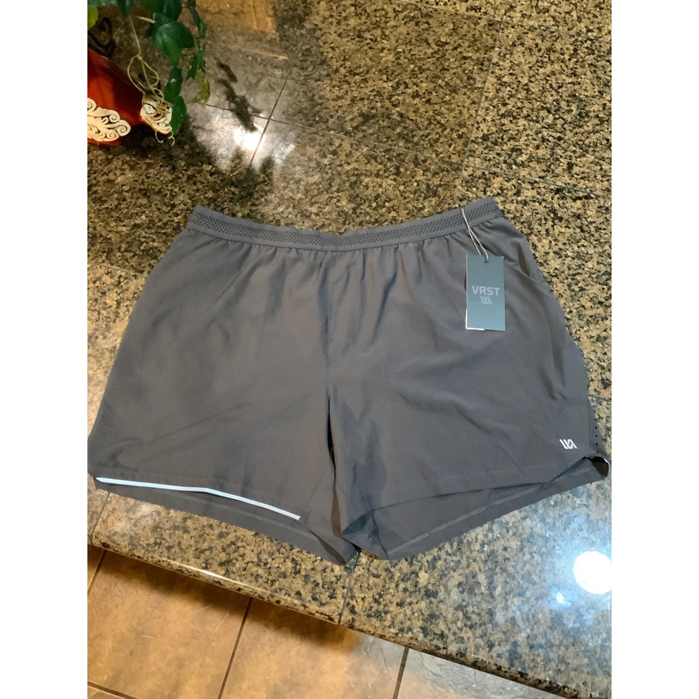 VRST Mens Run Shorts Charcoal Gray Reflective Performance Athletic XL NWT